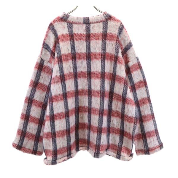 未使用 バースト222 17AW 日本製 ウールブレンド 格子柄 長袖 シャギー ニット 2 ホワイト VAST222 セーター メンズ