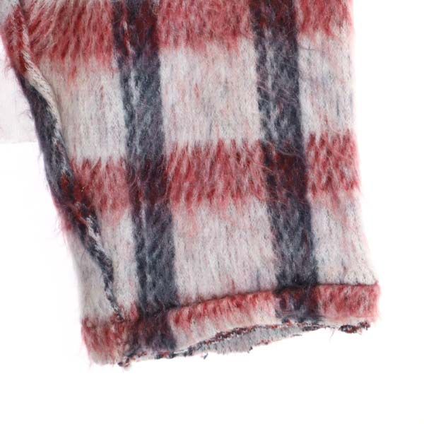 未使用 バースト222 17AW 日本製 ウールブレンド 格子柄 長袖 シャギー ニット 2 ホワイト VAST222 セーター メンズ