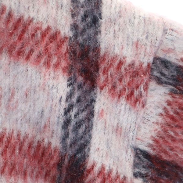 未使用 バースト222 17AW 日本製 ウールブレンド 格子柄 長袖 シャギー ニット 2 ホワイト VAST222 セーター メンズ