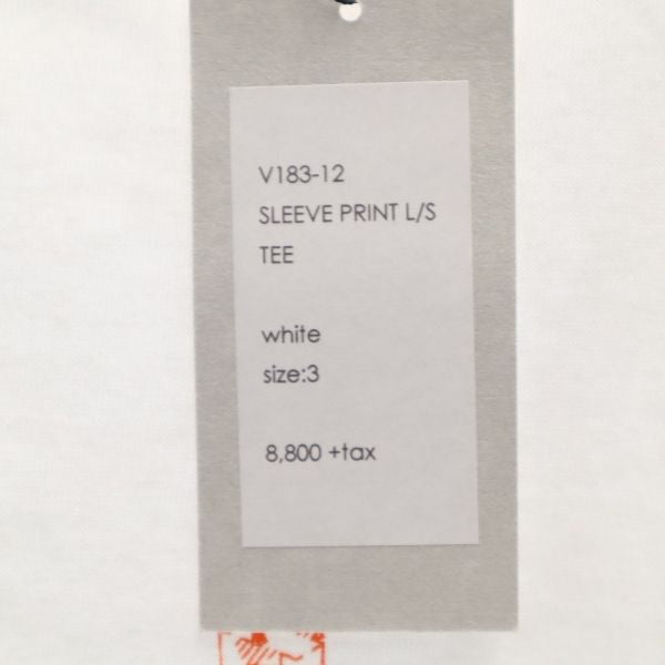 未使用 バースト222 18ss 日本製 スリーブプリント 長袖 スウェット トレーナー 3 ホワイト VAST222 メンズ