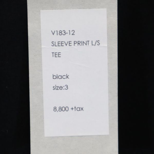 未使用 バースト222 18ss 日本製 スリーブプリント 長袖 スウェット トレーナー 3 ブラック VAST222 メンズ