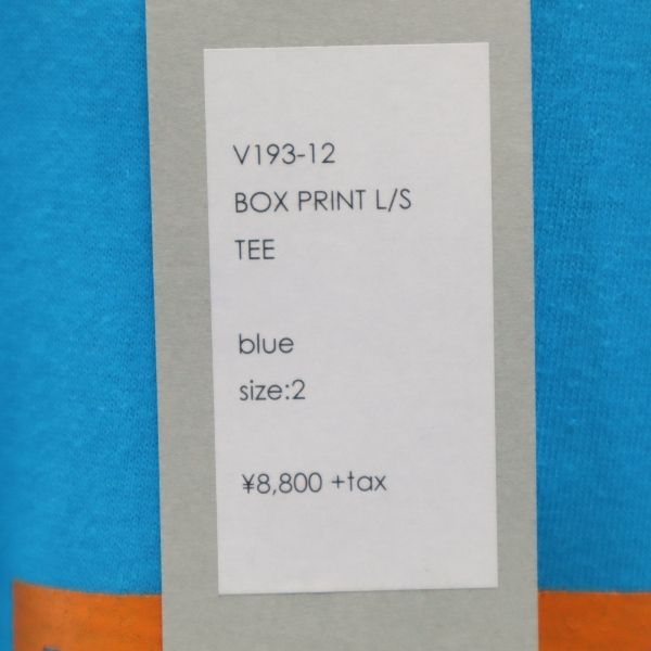 未使用 VAST222 バースト222 19ss 日本製 プリント 長袖 スウェット トレーナー 1月2日 ブルー メンズ