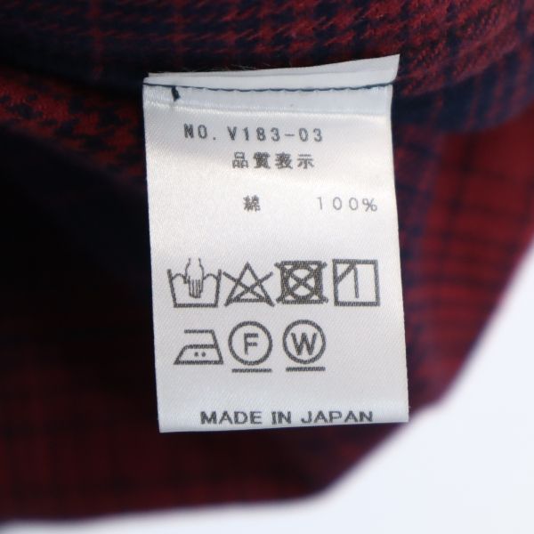 未使用 VAST222 バースト222 18AW 日本製 チェック柄 長袖 シャツジャケット 2 赤×紺 メンズ