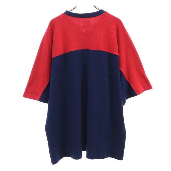 未使用 VAST222 バースト222 19ss 日本製 バイカラー 半袖 Tシャツ 2 赤×紺 メンズ
