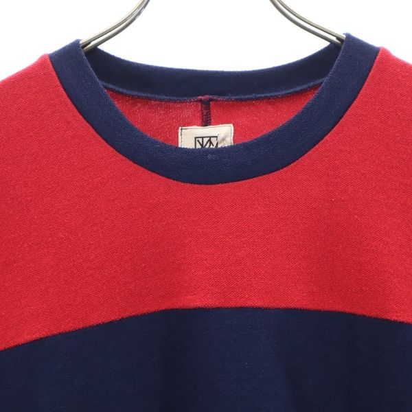 未使用 VAST222 バースト222 19ss 日本製 バイカラー 半袖 Tシャツ 2 赤×紺 メンズ