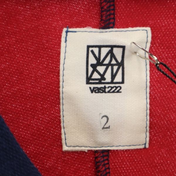 未使用 VAST222 バースト222 19ss 日本製 バイカラー 半袖 Tシャツ 2 赤×紺 メンズ