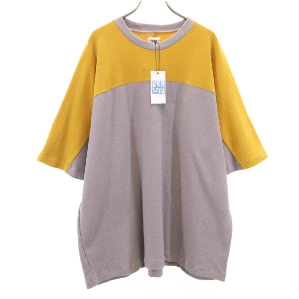 未使用 VAST222 バースト222 19ss 日本製 バイカラー 半袖 Tシャツ 2 マスタード×グレー メンズ