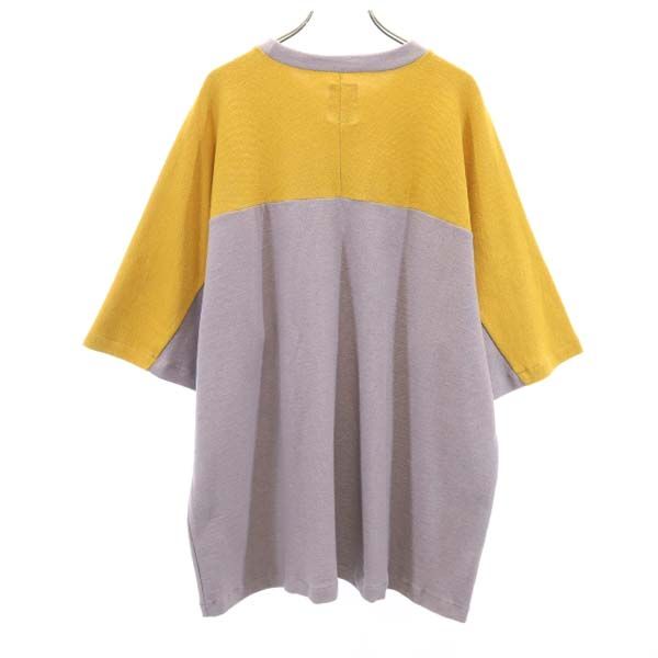 未使用 VAST222 バースト222 19ss 日本製 バイカラー 半袖 Tシャツ 2 マスタード×グレー メンズ