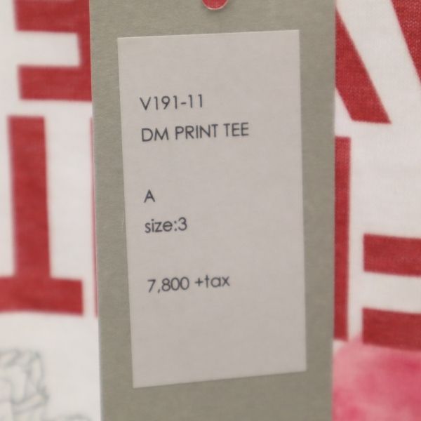 未使用 バースト222 19ss 日本製 DM PRINT 半袖 Tシャツ 3 ホワイト VAST222 メンズ