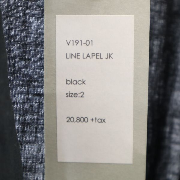未使用 VAST222 バースト222 19ss リネンミックス ライン入 長袖 ジャケット 2 ブラック メンズ