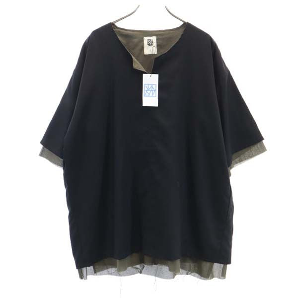 未使用 バースト222 20ss 半袖 重ね着風 スキッパー カットソー 2 ブラック VAST222 メンズ