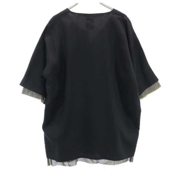 未使用 バースト222 20ss 半袖 重ね着風 スキッパー カットソー 2 ブラック VAST222 メンズ