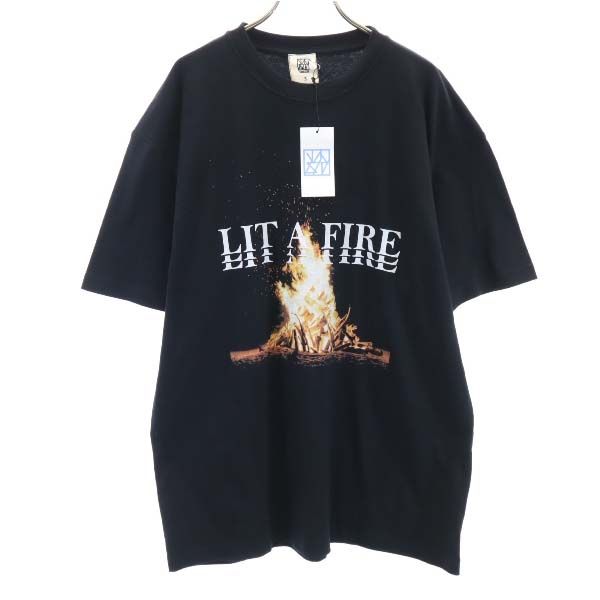 未使用 VAST222 バースト222 20ss FIRE プリント 半袖 Tシャツ 3 ブラック ラバーソウル メンズ