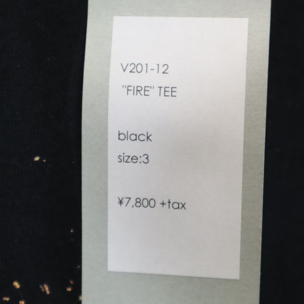未使用 バースト222 20ss FIRE プリント 半袖 Tシャツ 3 ブラック VAST222 ラバーソウル メンズ