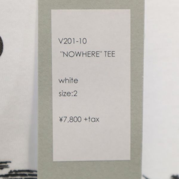 未使用 VAST222 バースト222 20ss NOWHERE プリント 半袖 Tシャツ 2 ホワイト ラバーソウル メンズ