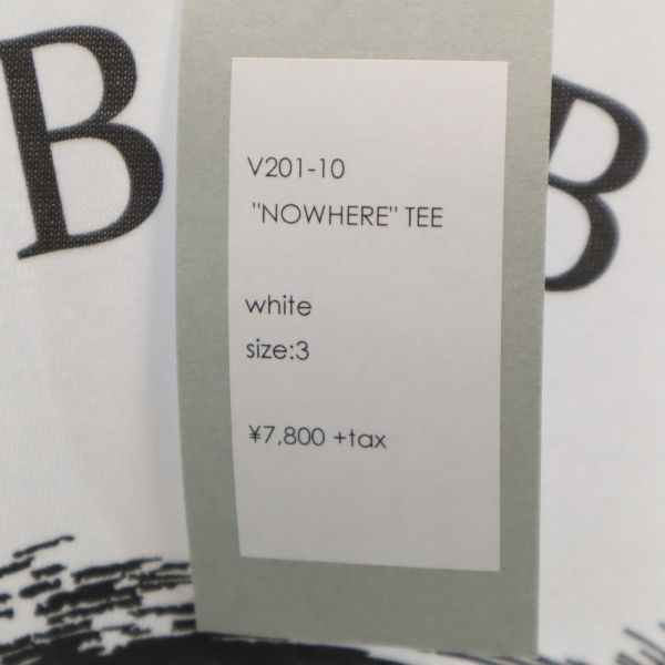 未使用 VAST222 バースト222 20ss NOWHERE プリント 半袖 Tシャツ 3 ホワイト ラバーソウル メンズ