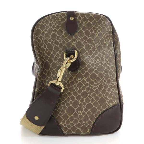 NINA RICCI ニナリッチ 総柄 ボストンバッグ  茶系 鍵 チャーム ポーチ付き レディース