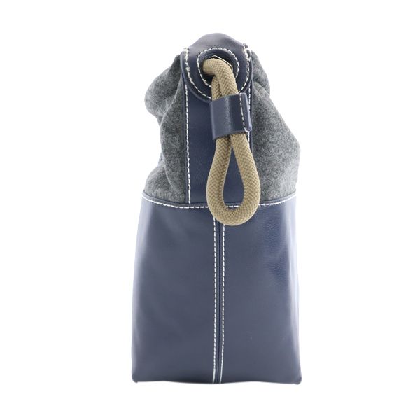 未使用 nano universe ナノユニバース ODORANTES 異素材コンビ  ショルダーバッグ  紺×白グレー レディース