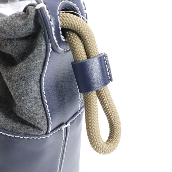 未使用 nano universe ナノユニバース ODORANTES 異素材コンビ  ショルダーバッグ  紺×白グレー レディース