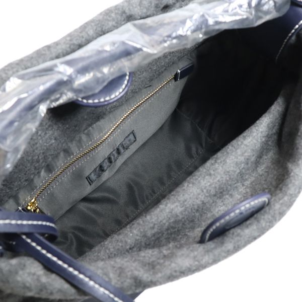 未使用 nano universe ナノユニバース ODORANTES 異素材コンビ  ショルダーバッグ  紺×白グレー レディース