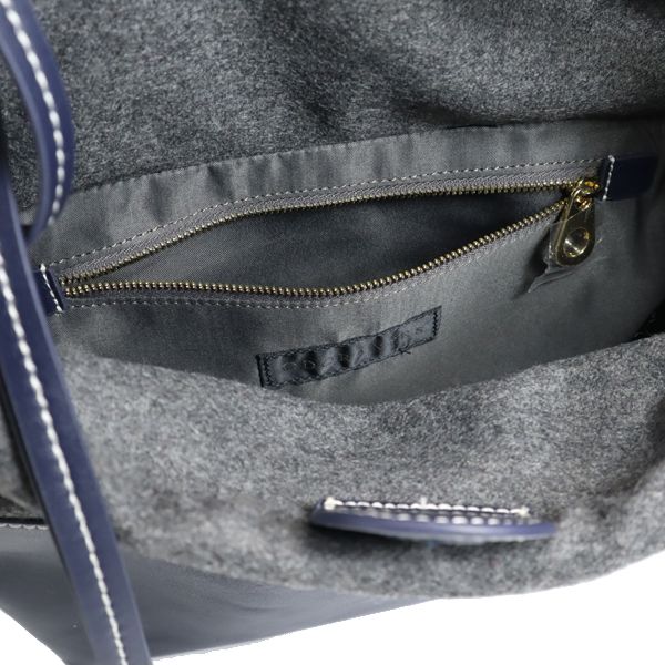 未使用 nano universe ナノユニバース ODORANTES 異素材コンビ  ショルダーバッグ  紺×白グレー レディース