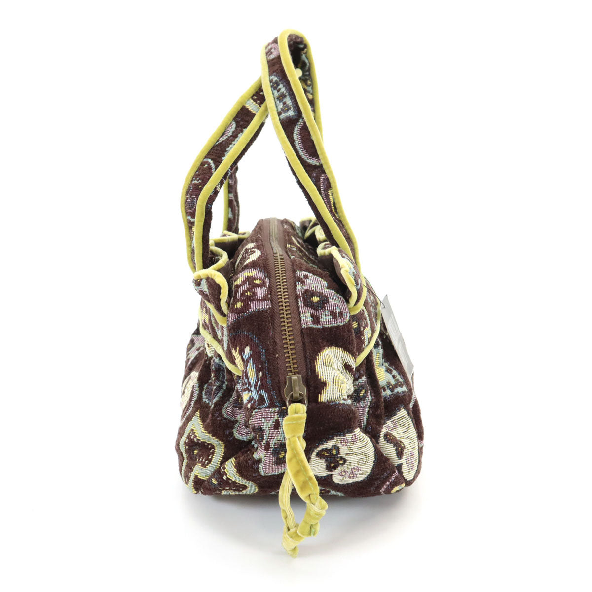 未使用 ANNA SUI アナスイ 日本製 ゴブラン織り ハート柄 ハンドバッグ  ブラウン系 レディース