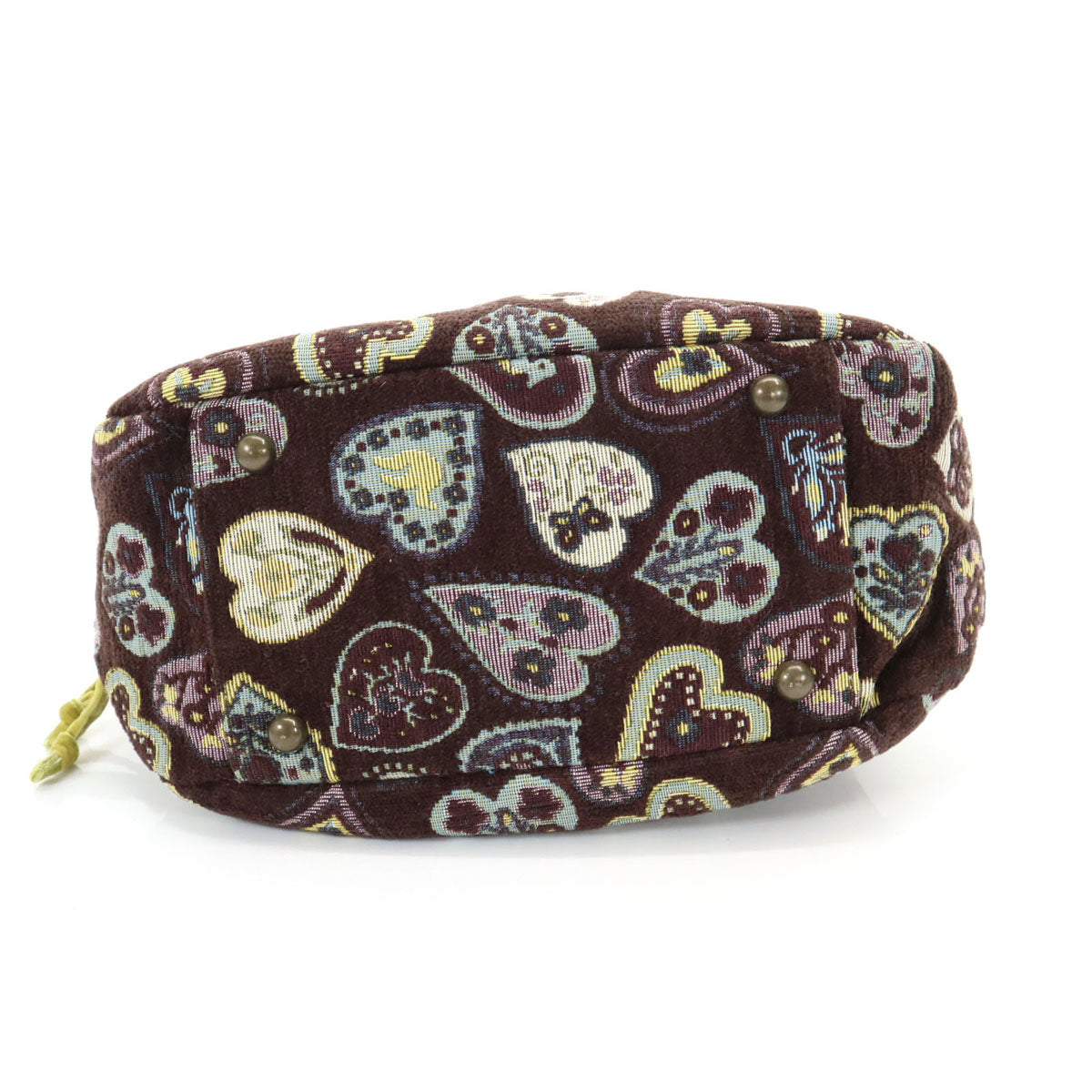 未使用 ANNA SUI アナスイ 日本製 ゴブラン織り ハート柄 ハンドバッグ  ブラウン系 レディース