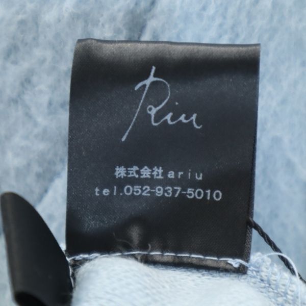 Riu リウ 長袖 切替 セーター F 水色×グレー系 ニット リング付き レディース