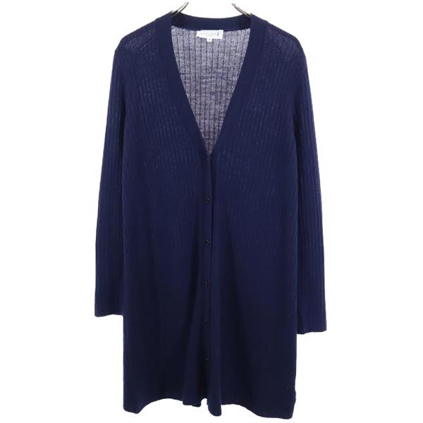 Mackintosh マッキントッシュ ウール 長袖 Vネック ロング ニットカーディガン 38 紺 レディース