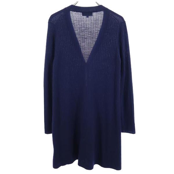 Mackintosh マッキントッシュ ウール 長袖 Vネック ロング ニットカーディガン 38 紺 レディース