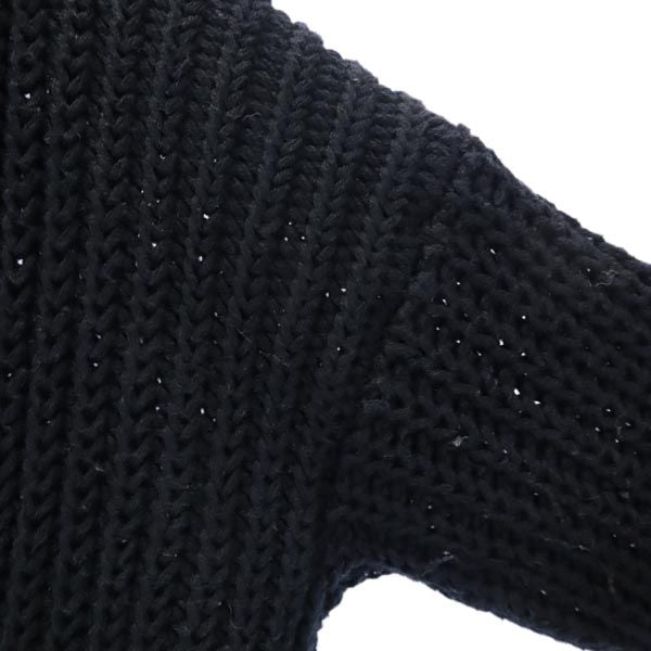 RALPH LAUREN ラルフローレン ケーブル編み 長袖 Vネック コットンニット セーター XXS 黒 レディース