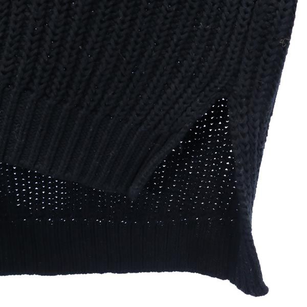 RALPH LAUREN ラルフローレン ケーブル編み 長袖 Vネック コットンニット セーター XXS 黒 レディース