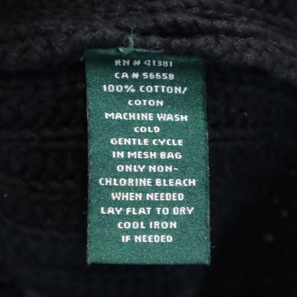 RALPH LAUREN ラルフローレン ケーブル編み 長袖 Vネック コットンニット セーター XXS 黒 レディース