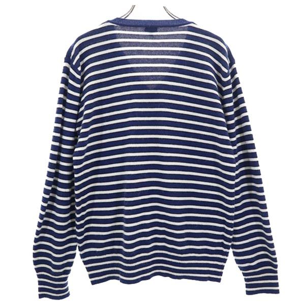 Paul Smith ポールスミス 日本製 カシミヤブレンド ボーダー 長袖 Vネック ニット M 紺系 セーター メンズ