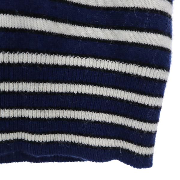 Paul Smith ポールスミス 日本製 カシミヤブレンド ボーダー 長袖 Vネック ニット M 紺系 セーター メンズ