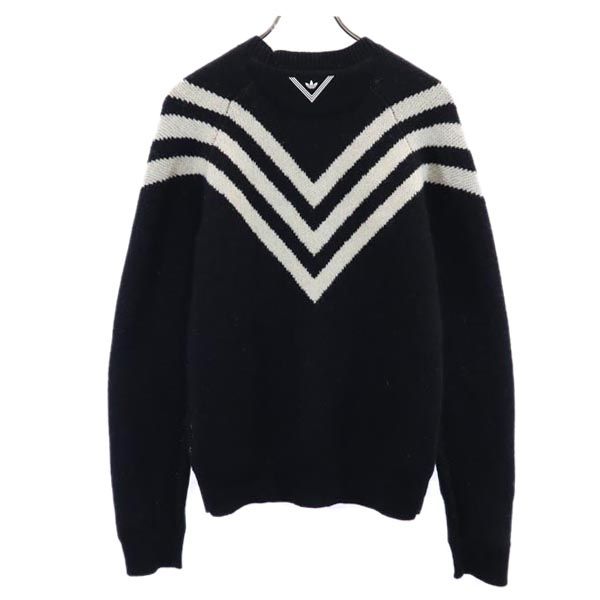 adidas アディダス トレフォイルロゴ 長袖 ニット XS 黒系 セーター メンズ