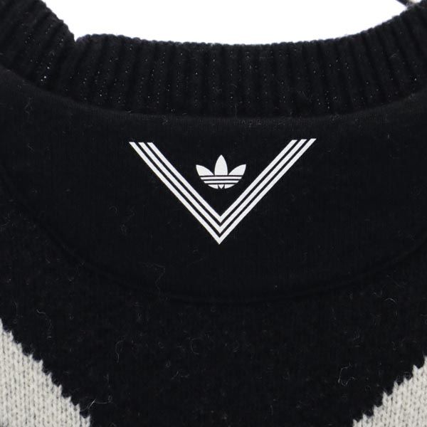 adidas アディダス トレフォイルロゴ 長袖 ニット XS 黒系 セーター メンズ