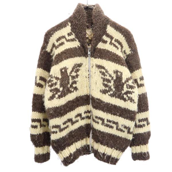 COWICHAN INDIAN カウチンジャケット 茶×ベージュ ニット メンズ