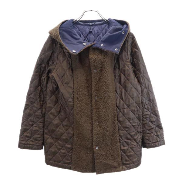 Pringle プリングル ボア切替 ジャケット UK8(8) 茶 キルティングライナー フード メンズ