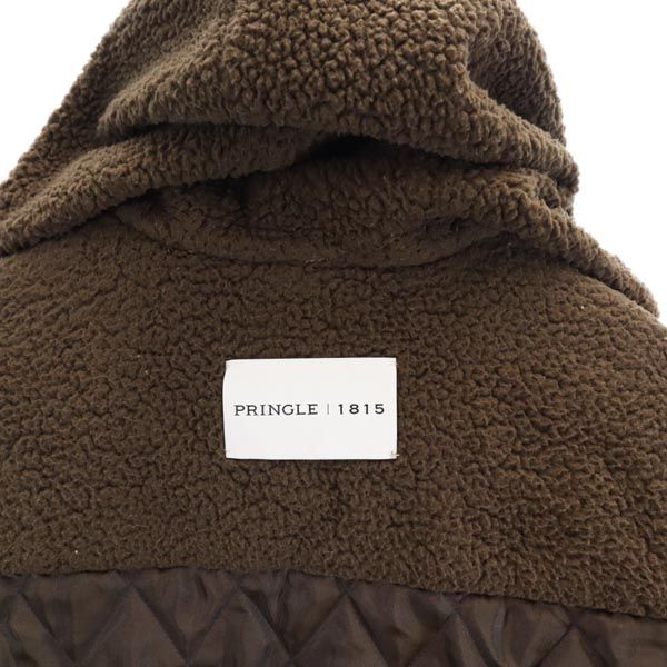 Pringle プリングル ボア切替 ジャケット UK8(8) 茶 キルティングライナー フード メンズ