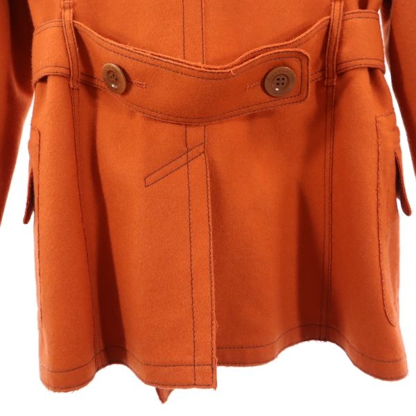 Aquascutum アクアスキュータム 日本製 ウールブレンド ピーコート 8 オレンジ レディース