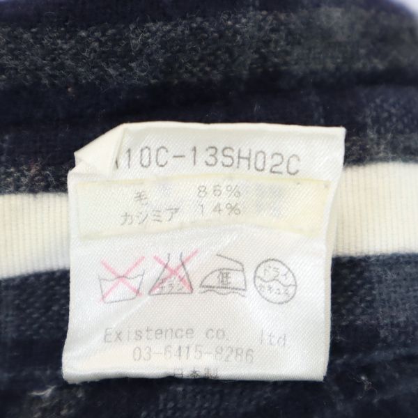 markaware マーカウェア 日本製 カシミヤブレンド チェック柄 長袖 ボタンダウンシャツ 1 紺系 レディース