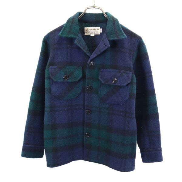 BEMIDJI ベミジ USA製 ウールブレンド チェック シャツジャケット 14 ネイビー系 キッズ