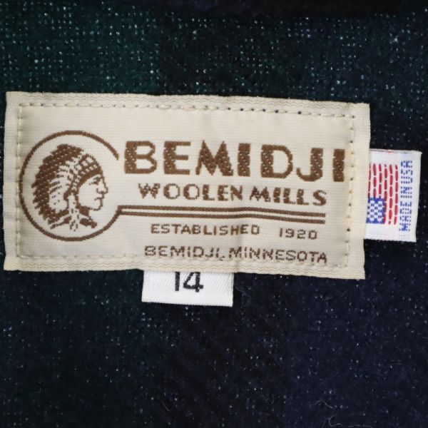 BEMIDJI ベミジ USA製 ウールブレンド チェック シャツジャケット 14 ネイビー系 キッズ