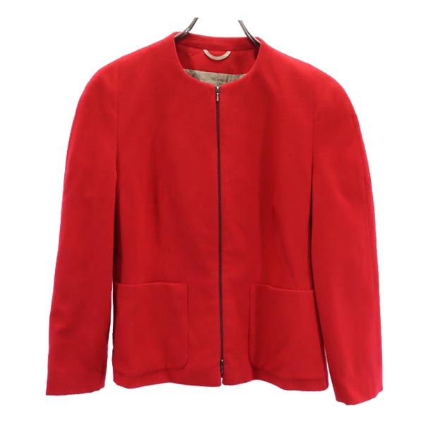 BALLY バリー ウールブレンド ノーカラージャケット USA6 レッド系 レディース