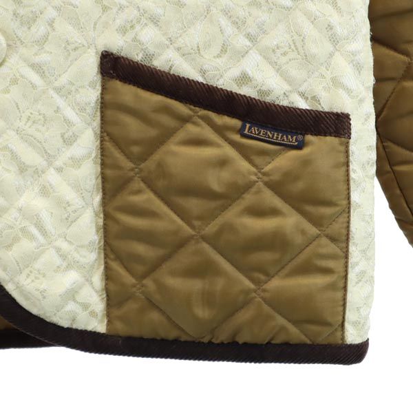 LAVENHAM ラベンハム 日本製 キルティングジャケット 36 茶系 フロントレース レディース