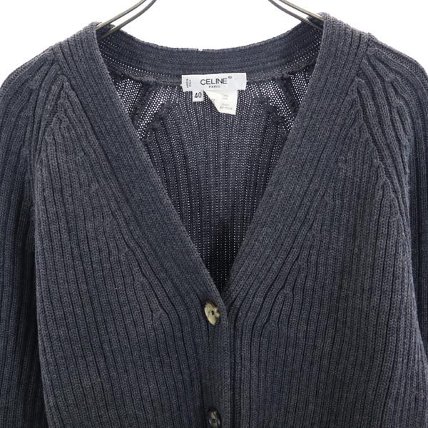 CELINE セリーヌ イタリア製 ウール 長袖 ニットカーディガン 40 グレー レディース