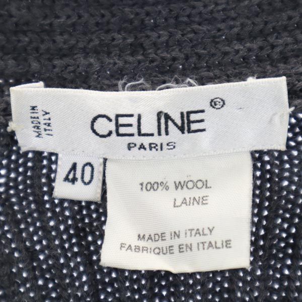CELINE セリーヌ イタリア製 ウール 長袖 ニットカーディガン 40 グレー レディース