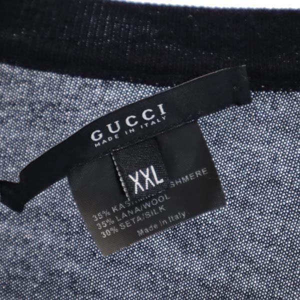 グッチ イタリア製 カシミヤブレンド 長袖 Vネック ニット XXL 黒系 GUCCI セーター ビッグサイズ メンズ