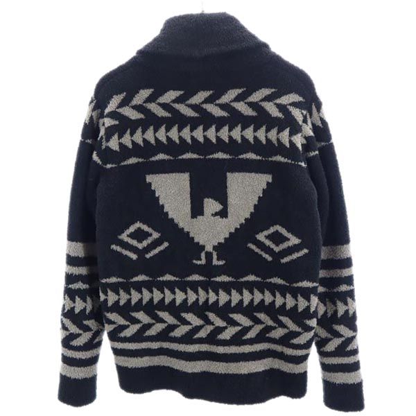 BAREFOOT DREAMS ベアフットドリームス 総柄 長袖 ショールカラー ニットカーディガン S ブラック系 メンズ